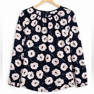 Loft pink and navy floral blouse size small
